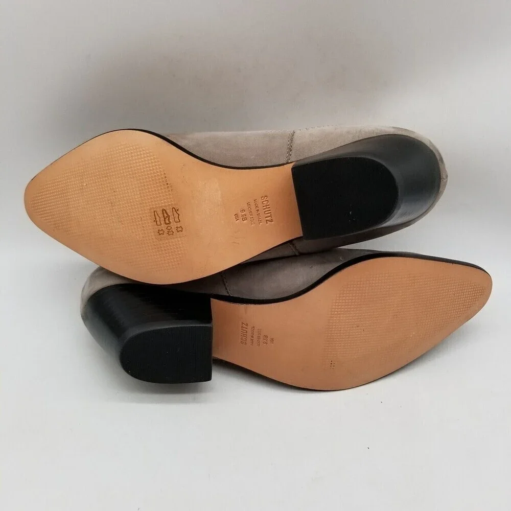 Schutz‎ Womens Jacqueline Taupe Leather Almond Toe Ankle Booties Size 9.5 B